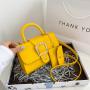 Summer New Style Candy Color Pu Small Square Bag Simple Retro Fashion Handbag High Quality Personality Lock  Single Shoulder Bag