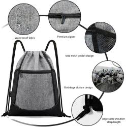 Gelory Waterproof Drawstring String Bag Shoulder Rucksack Sport Gym Storage Drawstring Backpack Bag With Side Pocket