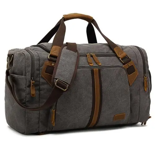 Wholesale Large Canvas overnight duffle bag with Shoe Compartment Gym Travel Canvas sports fitness bag storage bag for men