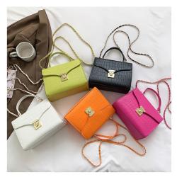 Fashion Fashion Women's Bag Versatile Stone Pattern Portable Small Square Bag Casual Chain Solid Color Buckle Shoulder Bag