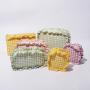 Keymay RTS Stock Low MOQ Personalized Chenille Letter Patches Travel Pouch Organizer Ruffles Cosmetic Bag Gingham Makeup Bag
