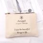 Custom High Quality 8 OZ Canvas Cosmetic Brush Zipper Bag Organizer Gift Pencil Cotton Canvas Makeup Pouch
