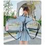 ZR041 Fashion Splicing Cat Bag Outdoor Portable Pet Cat Transparent Box Carrying Portable Space Walking Cat Bag Zipper Breathabi