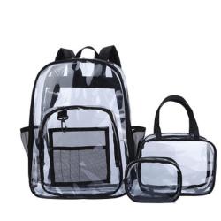 Wholesale Custom Outdoor Waterproof Clear PVC backpack Transparent See Through School Backpacks with Lunch Box