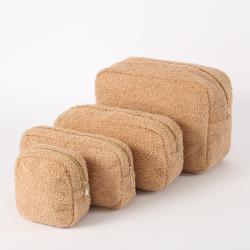 RTS Custom Winter Cosmetic Bag Christmas Gift Bags Purses Fleece Teddy Cosmetic Bag Sherpa Makeup Pouch