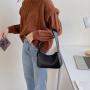 Japanese women's new fashion design handbag simple solid color shoulder bag PU rectangular temperament armpit bag
