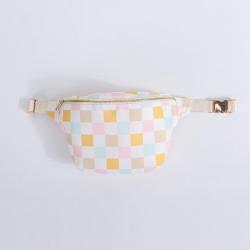 Keymay Custom All Over Printing Rainbow Checkered Belt Bag for Women Crossbody Waist Bag with Adjust Strap Stylish fanny pack