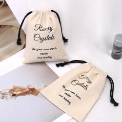 Custom Logo Printed Natural Muslin Packaging Bag Drawstring Organic Wedding Christmas Party Gift Storage Cotton Pouch