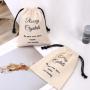 Custom Logo Printed Natural Muslin Packaging Bag Drawstring Organic Wedding Christmas Party Gift Storage Cotton Pouch