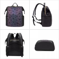 LOVEVOOK fashion luxury design luminous leather back pack school bags women's girls holographic geometric reflective backpack