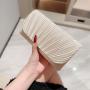Women Evening Bags Clutch Purse Handbag Champagne Pleated Fabric Wedding Cocktail Party Clutch Bag Ladies