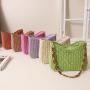 Summer grass woven new single shoulder solid color beach resort bag