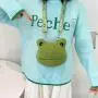 Custom plush frog cute shape portable decorative zipper shoulder bag niche design plus logo