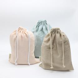 High Quality Colorful Gauze Cotton Fabric Drawstring Clothes Dust Pouch Bag Soft Cotton Shoe Packaging Shopping Bags