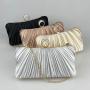 New Satin pleated clutch rhinestone ring head crossbody bags custom wrinkle pattern evening clutch bags for Party Wedding Bridal evening bag 2024