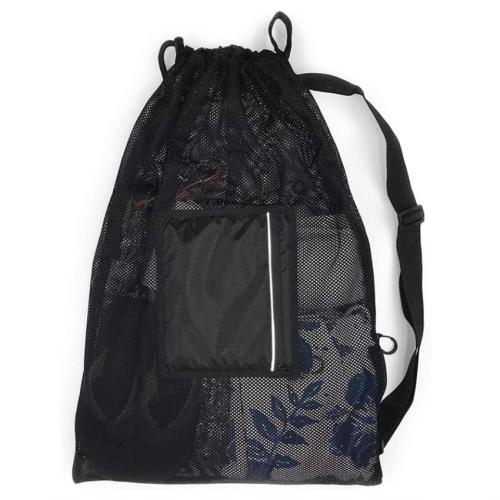 Gelory Best Sale Large Mesh Swim Drawstring Sling Bag Swimming Gym Beach Drawstring Bag with pockets