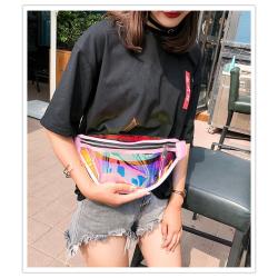 Factory Wholesale Waterproof Laser PVC Hologram Clear Waist Bag Customized Logo Outdoor Casual PU Crossbody Fanny Pack