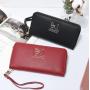 Fashion Butterfly Wrist Handle Phone Case Money Pocket Pouch Wallets Pu Leather Ladies Purse Women Long Wallet