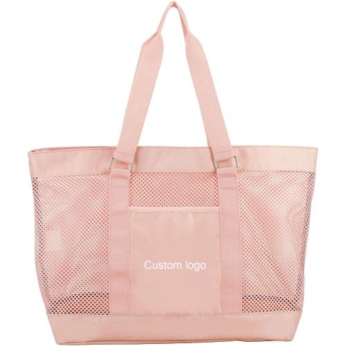 Factory Wholesale Fashion Travel Handbags Clear Mesh Shoulder Bag Transparent Tote Beach Bag