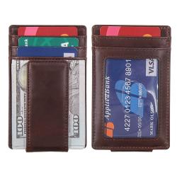 Luxury money clip card holder leather business credit card holder leather mens slim wallet with money clip