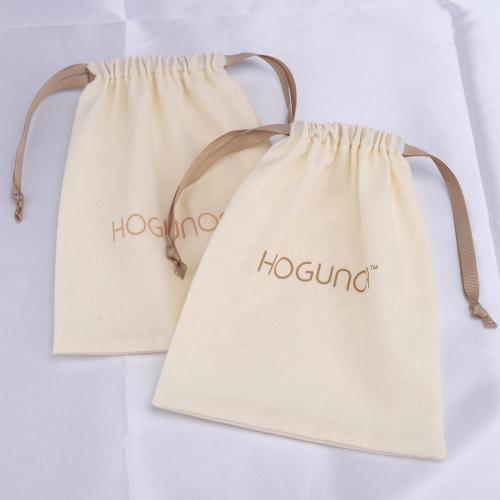 Custom Logo High Quality Cotton Linen Dust Packing Bag Natural Soft Cotton Gift Shoe Shopping Drawstring Pouch
