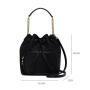 Custom Logo Fashion Handbags Nylon And Leather Women Bucket Drawstring Bags With Nice Gold Chain