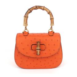 Sac A Main De Lux Borsa Donna New Arrivals Genuine Ostrich Skin Leather Crossbody Bags Bamboo Handle Women Designer Handbags