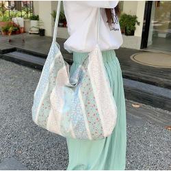 ZWY093 New Striped Flower Cotton Shoulder Bag Wholesale Fashion Girls Crossbody Bag Travel Work Picnic Vacation Shoulder Bag