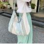 ZWY093 New Striped Flower Cotton Shoulder Bag Wholesale Fashion Girls Crossbody Bag Travel Work Picnic Vacation Shoulder Bag