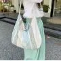 ZWY093 New Striped Flower Cotton Shoulder Bag Wholesale Fashion Girls Crossbody Bag Travel Work Picnic Vacation Shoulder Bag