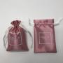 Flexography Custom Logo Printed Pink Satin Hair Dust Bag For Wig Package Satin Drawstring Pouch