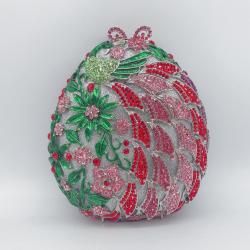 High Quality Factory Price Luxury Rhinestone Purse Diamond Flower Pear-Shaped Clutch Metal Mesh Evening Bag
