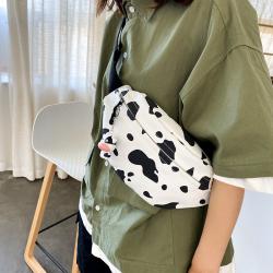 Trendy Fashion Cow Color Sports Student Shoulder Messenger Bag Custom Canvas Waist Bag