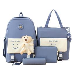 ZR840 SchoolBag Sets Girls Pupil Student Hot Selling Fashion Travel Canvas Little Bear Doll Cute College 4 Pcs Backpack Sets