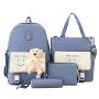 ZR840 SchoolBag Sets Girls Pupil Student Hot Selling Fashion Travel Canvas Little Bear Doll Cute College 4 Pcs Backpack Sets