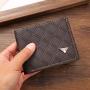 2024 New men's wallet short money wallet fashion casual plaid multi-card slot thin soft wallet coin purse