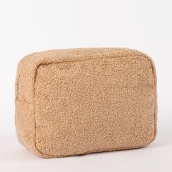 Wholesale Personalized Travel Zipper Cosmetic Bag Eco Friendly Sherpa Custom Stand Up Pouch  Women Velvet Makeup Bag