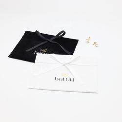 Custom Logo Printed Black White Jewelry Gift Perfume Velvet Envelope Pouch Dust Flap Velvet Packaging Bag