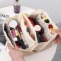 Custom PU Leather cosmetic Makeup Bag Pouch skincare Cosmetic Partition Storage Waterproof Travel Toiletry Bag make up bags