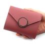low price Hot Selling Simple Cute Short Wallet Three-fold Small Coin Purse Multi-function Solid Color Wallet For Women