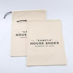 Promotional Custom Logo Twill Cotton Fabric Cloth Shoe Dust Packaging Drawstring Travel Shopping Bag For Handbag
