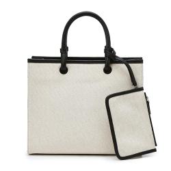 Custom Travel Women's Pu Shoulder Big Handbag Fashion Nice Quality Canvas Shopping Tote Bags With Pouch For Ladies