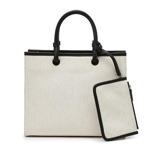 Custom Travel Women's Pu Shoulder Big Handbag Fashion Nice Quality Canvas Shopping Tote Bags With Pouch For Ladies