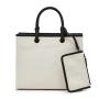 Custom Travel Women's Pu Shoulder Big Handbag Fashion Nice Quality Canvas Shopping Tote Bags With Pouch For Ladies