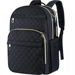 Custom Stylish Water-repellent Nylon Backpack for Travel Business Laptop Backpack for Women 15.6 Inch with USB Charging Port