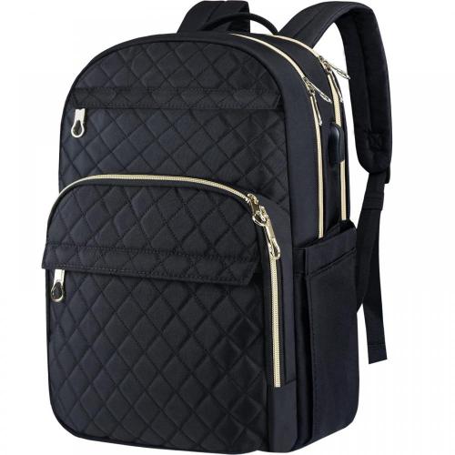 Custom Stylish Water-repellent Nylon Backpack for Travel Business Laptop Backpack for Women 15.6 Inch with USB Charging Port