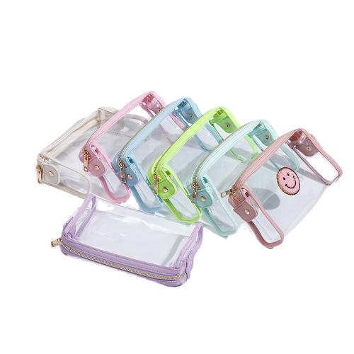 RTS Low MOQ High Quality Transparent Makeup Bag Personalized Candy Zipper Pouch Clear PVC Cosmetic Bag