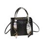 Silk scarf women's handbag 2024 ladies handbag pu leather women's bag diamond chain crocodile crossbody shoulder bag for women