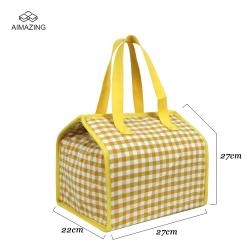Cheap Hot Sale Portable Checkerboard Thermal Insulated Cooler Bag Lunch Cooler Bag with Handle