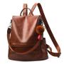 2024 Women's New Fashion Soft Leather Large Capacity Backpack Street Casual Single Strap Shoulder Bag Portable Chains Decoration